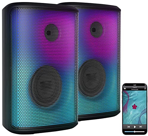 auvisio Box, Bluetooth: 2er-Set Mobile Outdoor-PA-Partyanlagen & -Bluetooth-Boomboxen, 200 W (Partyboxen, Party Anlage, DJ)