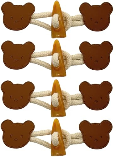DHER Leder Knebelverschlüsse Knöpfe Verschluss Jacken 4 paar kleine geknöpfte Mäntel aus Kunstleder, Jacken, Strickwaren, Windjacken, Harzknöpfe, Knöpfe für Kinderbekleidung, Hornknöpfe (Bär braun)