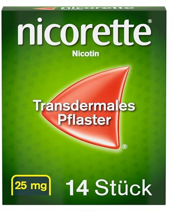 NICORETTE Pflaster mit 25 mg Nikotin – mit Nikotinpflaster Rauchen aufhören – für Phase 1 der Raucherentwöhnung bei mehr als 20 Zigaretten am Tag – 14 St.