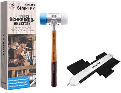 HALDER - Plusbox Schreinerarbeiten, SIMPLEX-Schonhammer, TPE-soft/Superplastik plus Konturenlehre | 3117s004