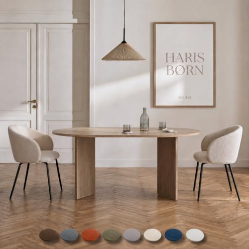 Haris Børn® Esszimmerstühle (2er Set) Beige - Bequeme Polster Esszimmerstühle mit Armlehne - Premium Esstisch Stühle & Wohnzimmer Stühle - Moderne Esszimmerstühle 30 Tage risikofrei testen