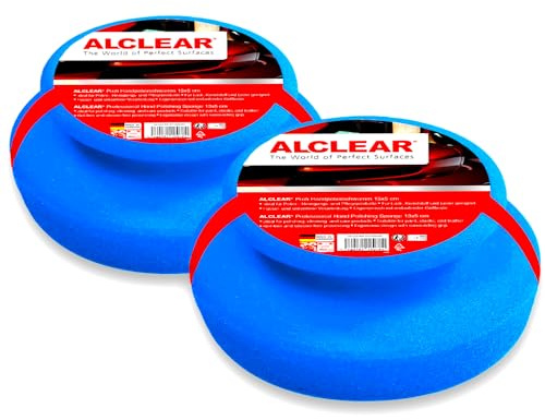ALCLEAR 5713050M_2 Handpolierschwamm 2er Set,Polierschwamm Auto für Lackpflege & Versiegelung, weiches Pad zum Auftragen von Politur & Wachs, lackschonend, waschbar & wiederverwendbar, Made in Germany