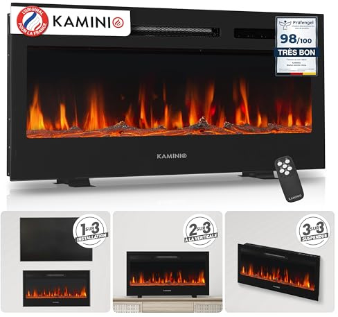 KAMINIO Elektrokamin Marlon - Elektrischer 3-in-1 Kamin mit Heizung, 3D-Flammeneffekt, 12 Flammenfarben, Fernbedienung (36 Zoll)