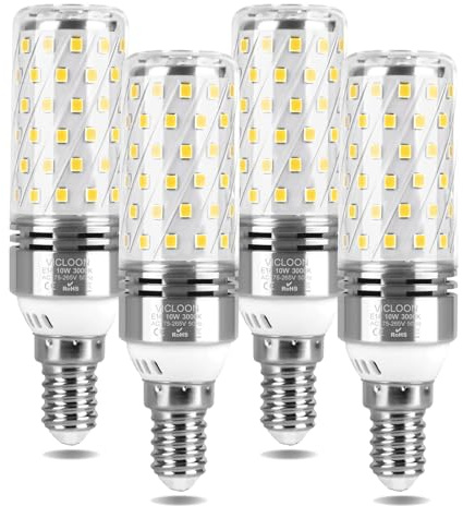 Vicloon LED Maiskolben Lampen,4er-Pack E14 Mais Glühbirnen,10W 1300LM,Warmweiß 3000K,Groß Abstrahlwinkel 360°,Kein Flackern,Led Leuchtmittel