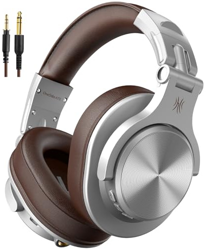 OneOdio A70 Bluetooth Kopfhörer mit Kabel, Hi-Res für Studio, DJ und PC | 72 Std. Akkulaufzeit, 3,5/6,35-mm-Klinke, SharePort, geschlossene Over-Ear Kopfhörer für Monitoring, Mixing, Handy, Gitarre