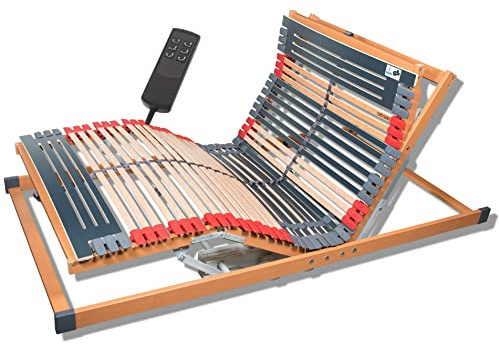FMP Matratzenmanufaktur 7 Zonen Lattenrost Rhodos® EL | Kopf- und Fußteil elektrisch verstellbar | fertig montiert | 44 Leisten | Notabsenkung | TÜV Rheinland GS | Mittelgurt | 90x200 cm
