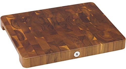 WMF Schneidebrett Holz groß massiv 40 x 32 x 4 cm, Holz, Akazienholz, klingenschonend, große Arbeitsfläche, Küchenbrett, Stirnholzoptik, Gummierte Füße