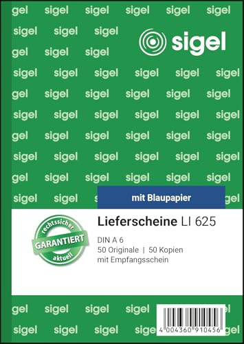 SIGEL LI625 Lieferscheine mit Empfangsschein, A6, 2x50 Blatt, 1 Stück