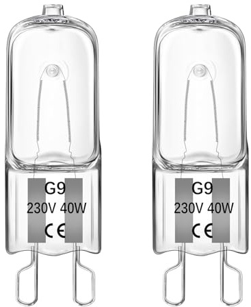Liuyife G9 40W Halogen Backofenlampe 300 Grad Hitzebeständige für Backofen/Mikrowellenanwendungen/Tischlampen, Dimmbar 230V Warmweiß 2700K 520LM Ofenlampe, G9 Backofen Halogenlampe Oven Lampe 2 Stück