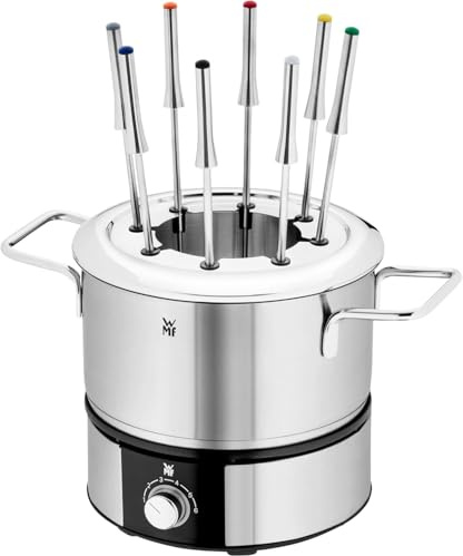 WMF Lono Fondueset für 8 Personen, Fondue elektrisch, 1400 W, Temperaturregulierung, Gabel-Halterung, Induktionstopf 1,2l, Hot Pot, edelstahl matt