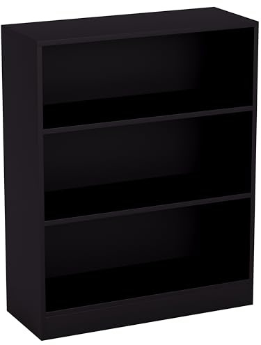Vida Designs Cambridge Bücherregal mit 3 Ebenen, niedrig, schwarz, Holz-Regaleinheit für Büro, Wohnzimmermöbel