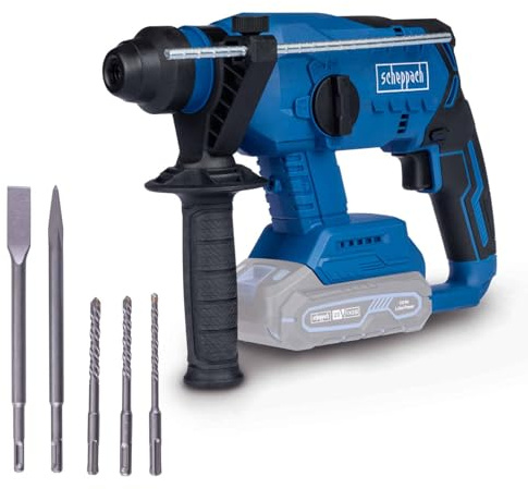 Scheppach Akku Bohrhammer BC-RHD230-X Meißelhammer | Schlagkraft 2,2J | Schlagzahl 5500bpm | BohrungØ 24mm Beton, 13mm Metall, 27mm Holz | 20V-IXES-Serie | 10 Jahre Garantie | Ohne Akku & Ladegerät