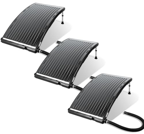 Herrselsam Poolheizung Solar 3 Sets, Solarheizung Pool 113 x 69 x 35 cm, Sonnenkollektor Pool Anschluss Ø 32-40mm, Höhenverstellbar Pool Heizungen Solar für Schwimmbad, Gartendusche