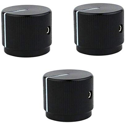 Guyker 3Pcs Guitar Aluminum Flat Top Control Knobs Dia. 6mm(0.24) Shaft Pots - Dome Tuning Potentiometer Knob Replacement Part for Electric Guitar or Precision Bass, black