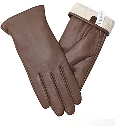 vislivin Vollhand Touchscreen-Handschuhe für Damen Leder Handschuhe Warmer Winter SMS Autofahren Handschuh