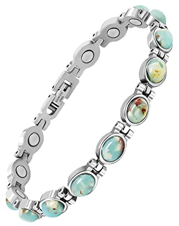 JEROOT Magnetarmband Damen Shoushan-Stein Steine Edelstahl Armband Magnet | magnetarmband damen türkische steine, Shoushan-Stein armband magnet, schmuck türkis, verstellbares Magnetarmband