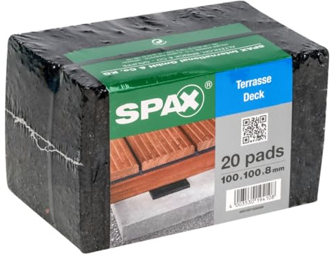 Idel SPAX Terrassen-Pads aus Gummigranulat, 20 St., 100 x 100 x 8 mm - 4001001000089
