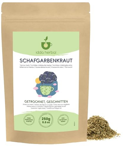 IDDA Herbal Schafgarbe Tee 250g, Schafgarbenkraut getrocknet und geschnitten, Schafgarbentee