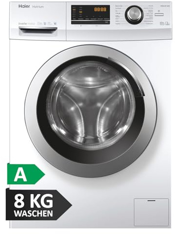 Haier SERIE 636 HW80-BP14636N I Frontlader Waschmaschine 8kg I Washing Machine mit A-Effizienz, 1.400 U/Min. & sparsamem Inverter-Motor I Inkl. Vollwasserschutz, Dampffunktion & Mengenautomatik