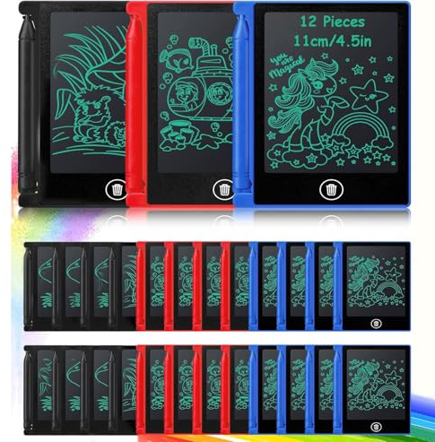 Piucrty Lcd Schreibtafel Kinder 12Pcs Beschäftigung Autofahrt Mal Tablet Kleinigkeiten Mitgebsel Kindergeburtstag Gastgeschenke Led Maltafel Zaubertafel Reise Gadgets Spielzeug Kleine Geschenke
