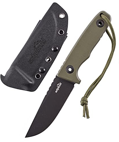 SCHNITZEL TRI - Outdoormesser mit Kydex-Scheide, Grün | Dangler-Tragesystem, Bushcraft, Camping, Wandern, Outdoor, Messer, Jagdmesser, Freizeitmesser, Erwachsene