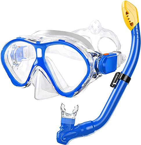 Gintenco Schnorchelset Kinder, Taucherbrille Kinder mit Schnorchel Anti-Fog Panorama-Weitsicht, Anti-Leck schnorchelmaske,Tauchmaske für Schwimmen Schnorcheln 4-16 Jahre