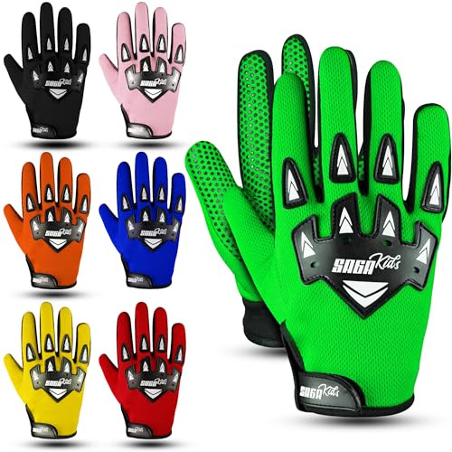 SAGA SPORTS Fahrradhandschuhe Kinder – Atmungsaktive & rutschfeste MTB, Motocross & Fahrrad Handschuhe für Jungen & Mädchen, Stoßdämpfend, Robust & Wasserdicht, Ideal für Outdoor Sport 4–12 Jahre