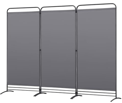 Angel Living Paravent 3 Teilig Klappbar Raumteiler Freistehend Sichtschutzwand Raumteiler Stellwand Trennwand Sichtschutz für Büros, Balkon,Schlafzimmer,Außengarten,243cm x 180cm Grau