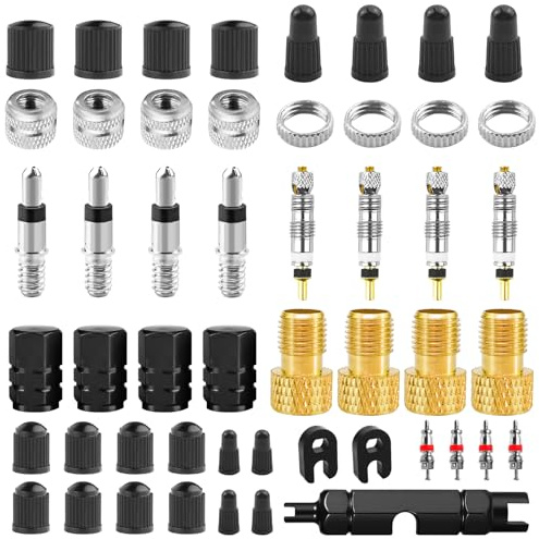 Samulee 39 PCS Fahrradventil, Fahrrad ventile, Ventilkappen Fahrrad Französisch, Schwalbe Click Valve, Ventilschlüssel, Französisches Ventil für Schwalbe Click Valve Umrüst Set Bicycle Valve