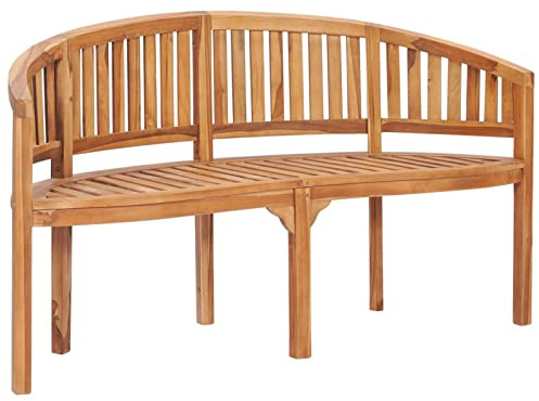 GuyAna Bananenbank 151 cm Massivholz Teak Sitzbank Holz Teck Gartenbank