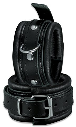 Bondage echt Leder Hand Fesseln gepolstert schwarz BDSM Fesseln Handfesseln in TOP Qualität