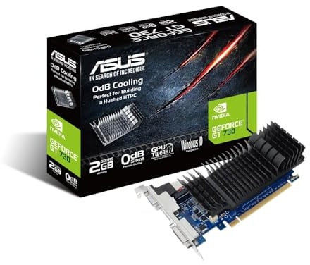 ASUS GeForce GT 730, 2GB GDDR5, Nvidia - Low-Profile-Grafikkarte (0dB Passivkühlung, GPU Tweak II, 1x VGA, 1x DVI, 1x HDMI, GT730-SL-2GD5-BRK)
