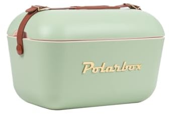 Kreher® Kühlbox Passive Polarbox Kühltaschen Polar in Retro Vintage Design aus Kunststoff mit polystyrol (Airpop) thermische Isolierung (Olivgrün, 20 L)