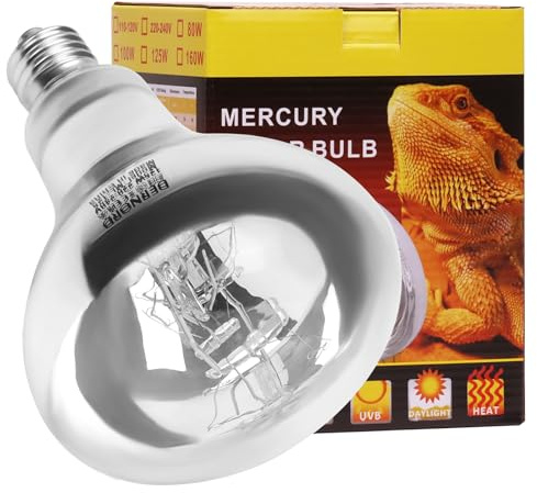DERNORD UVA UVB Wärmelampe- UV Licht Lampe 80 Watt E27 für Schildkrötenhaus Gecko Bartagamen Terrarium Solar Strahler Vollspektrum Tageslichtlampe