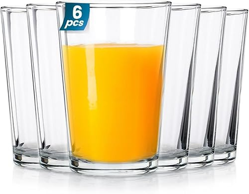 Vilde Trinkgläser Set - 6 Gläser à 200ml - Robustes, Dickes Glas - Transparent & Klar - Wassergläser Set Spülmaschinen- & Mikrowellenfest - Ideal für Saft, Limonade, Wasser & mehr - Höhe 10cm