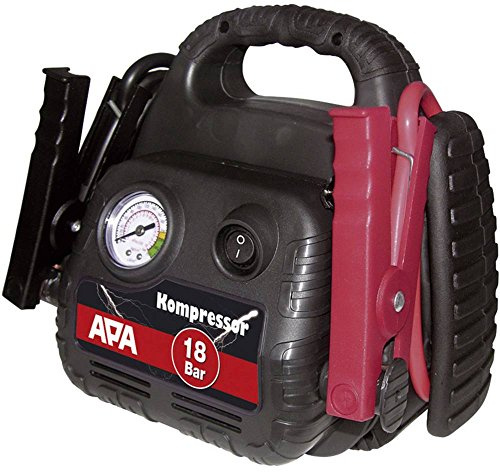 APA 16540 Power Pack, mit Kompressor und Starthilfe, 12 V,Schwarz, Grau, Rot