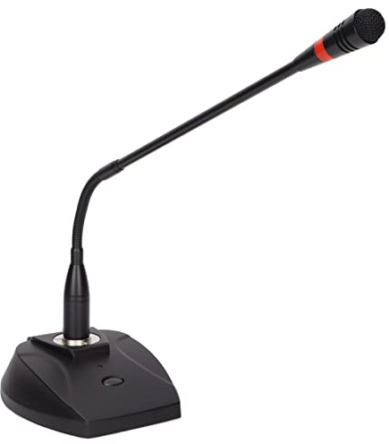 Dilwe Tischmikrofon, Schwanenhalsmikrofon mit LED Anzeige, XLR auf 6,35 Mm Kabel, Kondensator Computermikrofon mit Nierencharakteristik für Rundfunkaufnahmen(Schwarz)