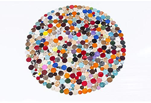 Kare Design Teppich Circle, Mehrfarbig, 150cm Durchmesser, Kuh-/Rinderfell, Handgearbeitet, Abstrakt