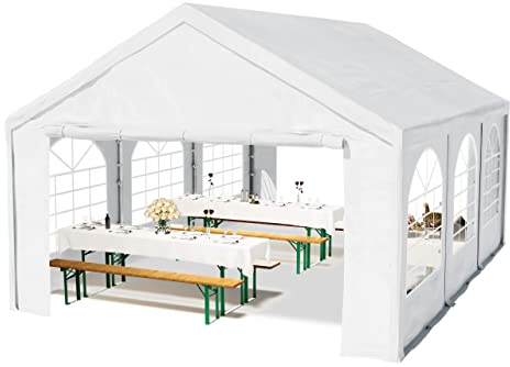 TOOLPORT Hochwertiges Partyzelt 4x6 m Pavillon Zelt PE Plane 450 N Gartenzelt Festzelt Wasserdicht weiß