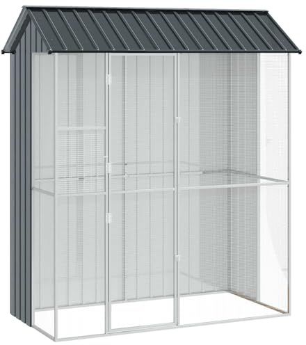 vidaXL Vogelkäfig Anthrazit 215 x 110 x 247 cm Verzinkter Stahl | Für den täglichen Einsatz gemacht, Hält deine Haustiere sicher und geborgen, Ein moderner Look, der in jeden Raum passt