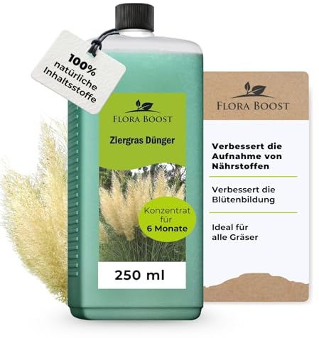 Konfitee Ziergras Dünger Flora Boost 250ml I Für bis zu 50L Gießwasser I Dünger für Ziergräser I Flüssiger Blatt- & Wurzeldünger I 100% natürlicher Pflanzendünger
