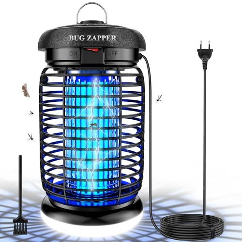 WUEAOA Insektenvernichter elektrisch LED-Beleuchtung, 4200V 15W UV Mückenlampe, Fliegenfalle elektrisch mückenfalle mottenfalle für Innen Außen, IPX4 wasserdicht, Sicher, ungiftig & Geruchsneutral
