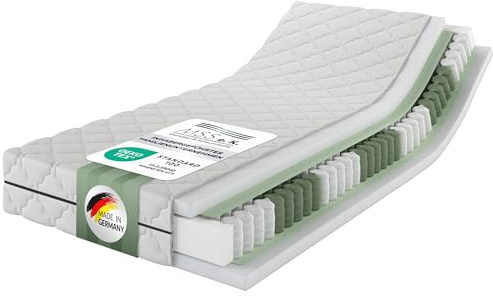 MSS e.K. Medic Taschenfederkernmatratze 90 x 200 cm H4 | 7-Zonen orthopädische Matratze | 20 cm Höhe (Kernhöhe 19 cm) | ergonomischer Komfortschaum | Oeko-TEX | Microfaser-Bezug | Made in Germany