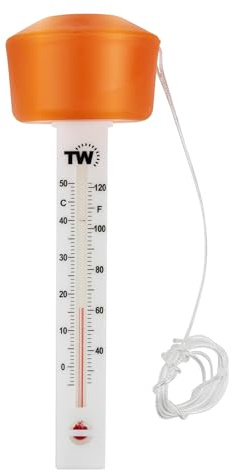 Pool Thermometer Schwimmendes Wasserthermometer für Pool Analog gut ablesbare Wassertemperaturskala Mit orangefarbenem Schwimmer zum einfachen Auffinden
