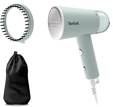 Tefal Origin Travel Dampfbürste, 1200 W, klappbar, einsatzbereit in 25 Sekunden, 20 g/Minute, Dampfglätter Reise, 70 ml Wassertank, Steamer inklusive Zubehör, Weiß/Eukalyptus, DT1034