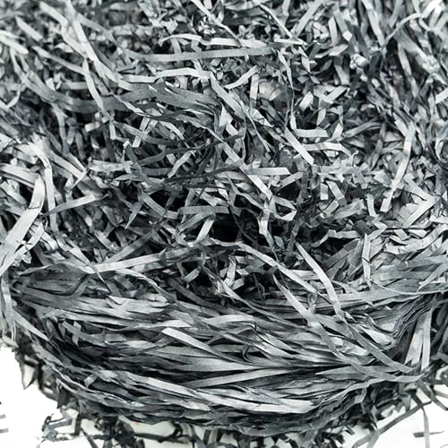 100g Raffia Hamper Shreds, Geschreddertes Seidenpapier Füllmaterial, Geschenkfüllung Papierschnitzel für DIY Party Hamper Füllung und Geschenkverpackung für Geschenkbox Dekorations (Schwarz)