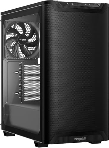 be quiet! Pure Base 501 Airflow Window Black PC-Gehäuse, 2 vorinstallierte Pure Wings 3 140mm PWM-Lüfter, hoher statischer Druck, USB 3.2 Gen. 2 Type C, geräumiges Design, Seitenfenster aus Temperglas