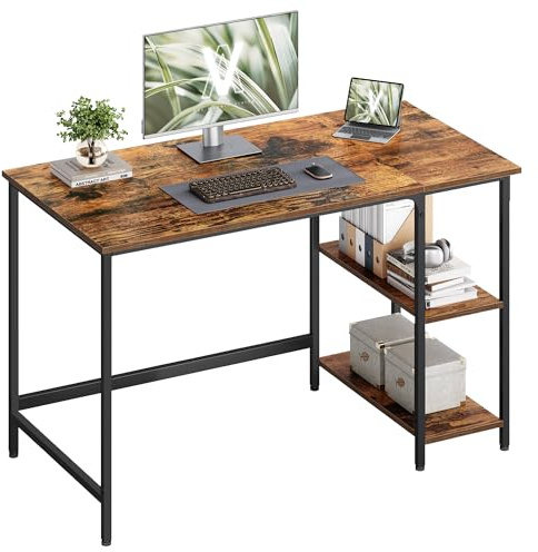 VASAGLE Tisch, Computertisch, Bürotisch, 120 x 60 x 76 cm, moderner Stil, für Arbeitszimmer, Schlafzimmer, Wohnzimmer, vintagebraun-schwarz LWD47X