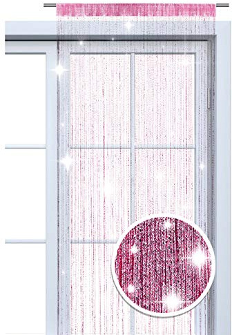 wometo Faden-Vorhang Glitzer-Vorhang oekoTex 90x245 - pink-Silber glänzender Deko Schal transparent halbtransparent Weihnachten (pink-Silber)