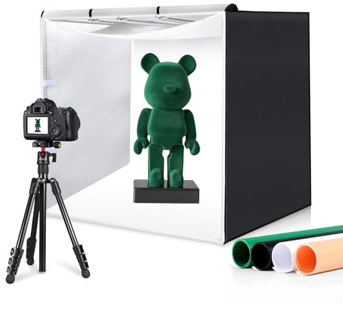 PULUZ Fotobox 80x80cm, 32 Zoll Professionelle dimmbare Fotostudio Box mit beweglichen 3 Lichtleisten 234pcs LED Lichter 90W & 4 PVC Backdrops für große Produktfotografie